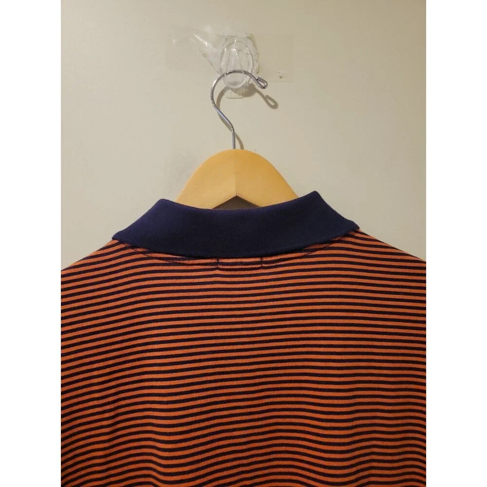NWT J. Crew Men’s Striped Polo Shirt Size XL Yam Orange/Navy Classic Preppy Golf